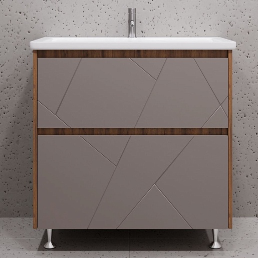 Stella Polare Тумба с раковиной Рене 80 дуб вотан/серый – фотография-6